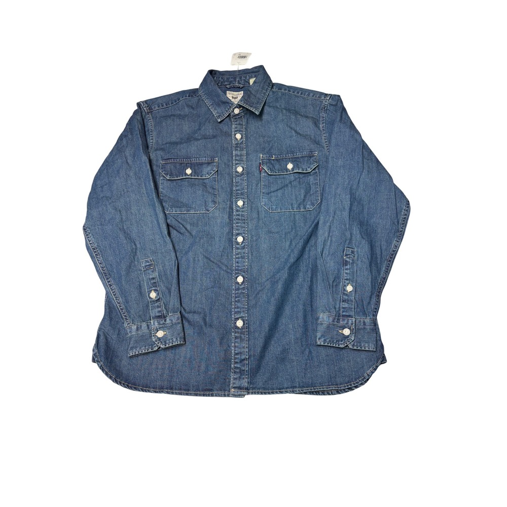 NWT Levis Jackson Worker Denim Shirt Mens Medium Relaxed Fit Blue Long Sleeve